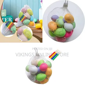 12 PCS Plastic Easter Egg Kit With Markers Handmade Color Painted