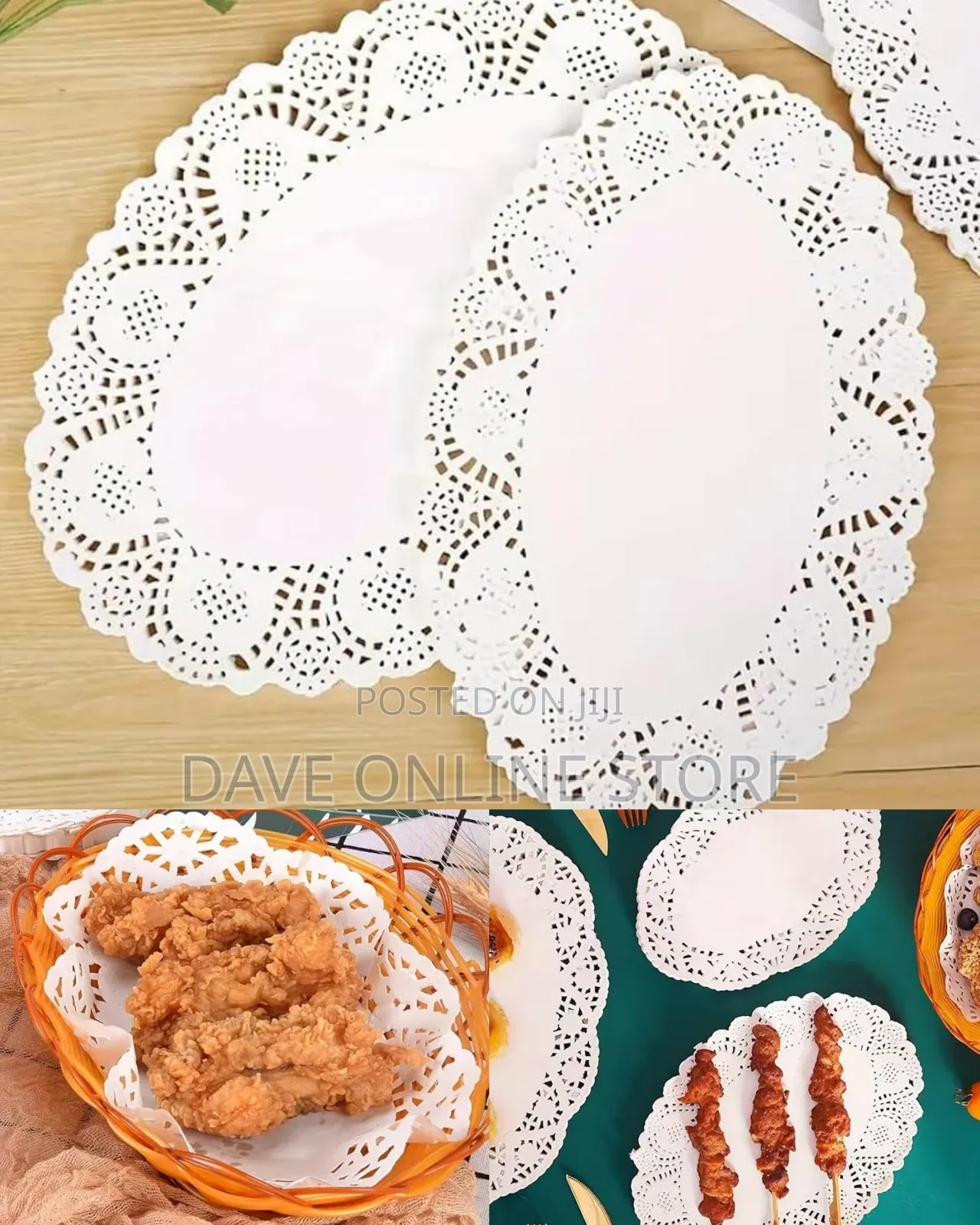 100 PCS White Lace Paper Doilies (Oval)