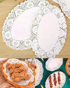 100 PCS White Lace Paper Doilies (Oval)