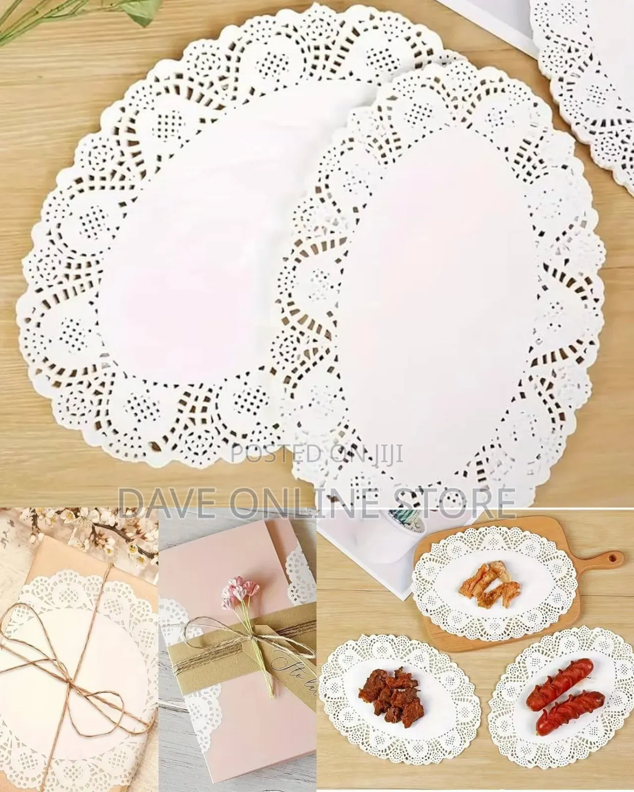 100 PCS White Lace Paper Doilies (Oval)