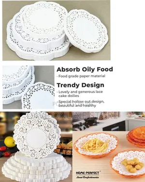 100 PCS 30cm Oil Absorbing White Lace Paper Doilies
