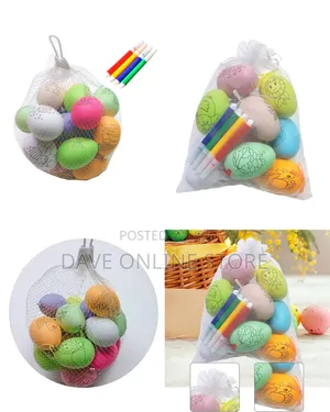 12 PCS Plastic Easter Egg Kit With Markers Handmade Color Painted