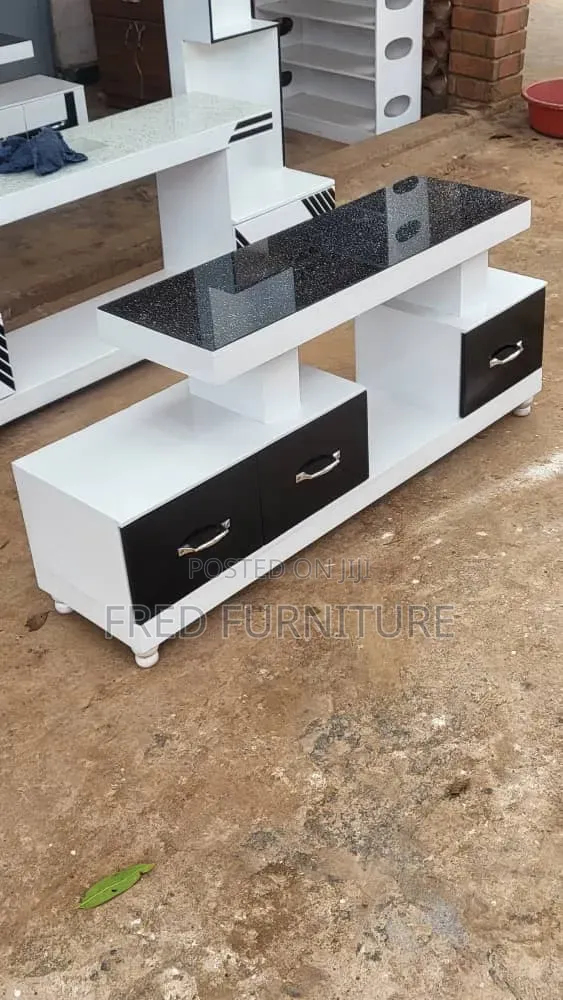 Mini TV Stand White and Black in Color