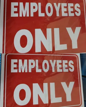 Red and White Plastic "Employees Only" Sign.