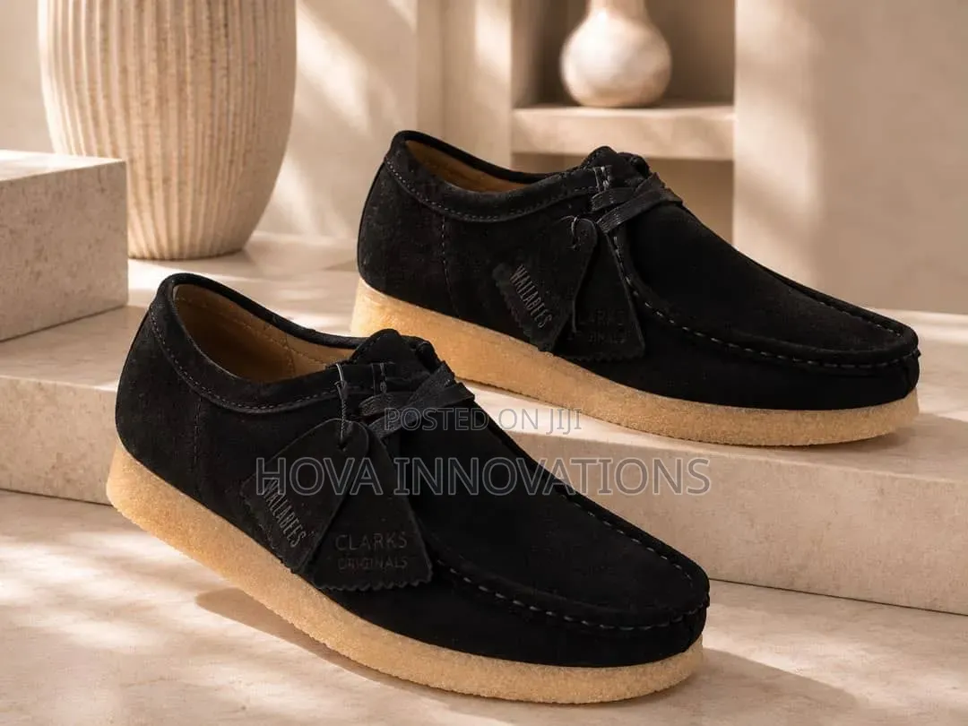 Premium Clarks Originals Wallabee Shoes – Black Orange