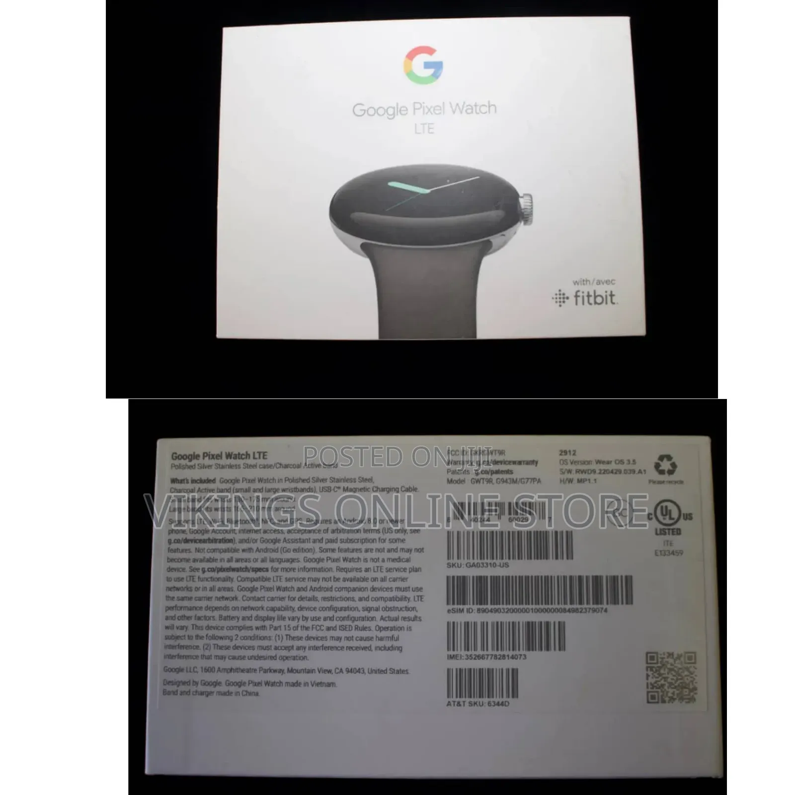 Google Pixel Watch LTE in Polished Silver With a Charcoal Active Band