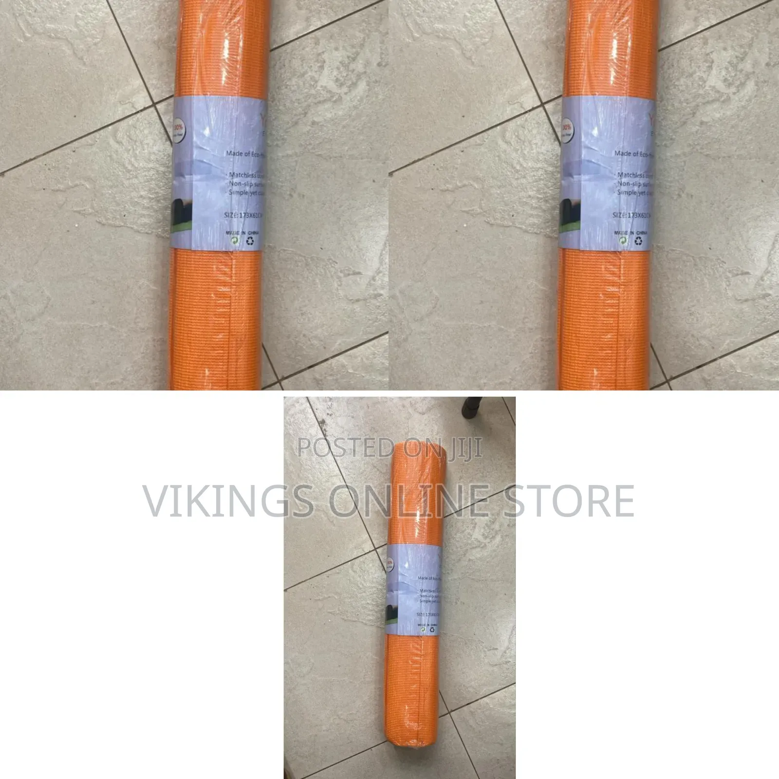 Generic Bright Orange Non-Slip Yoga or Exercise Mat Rolled