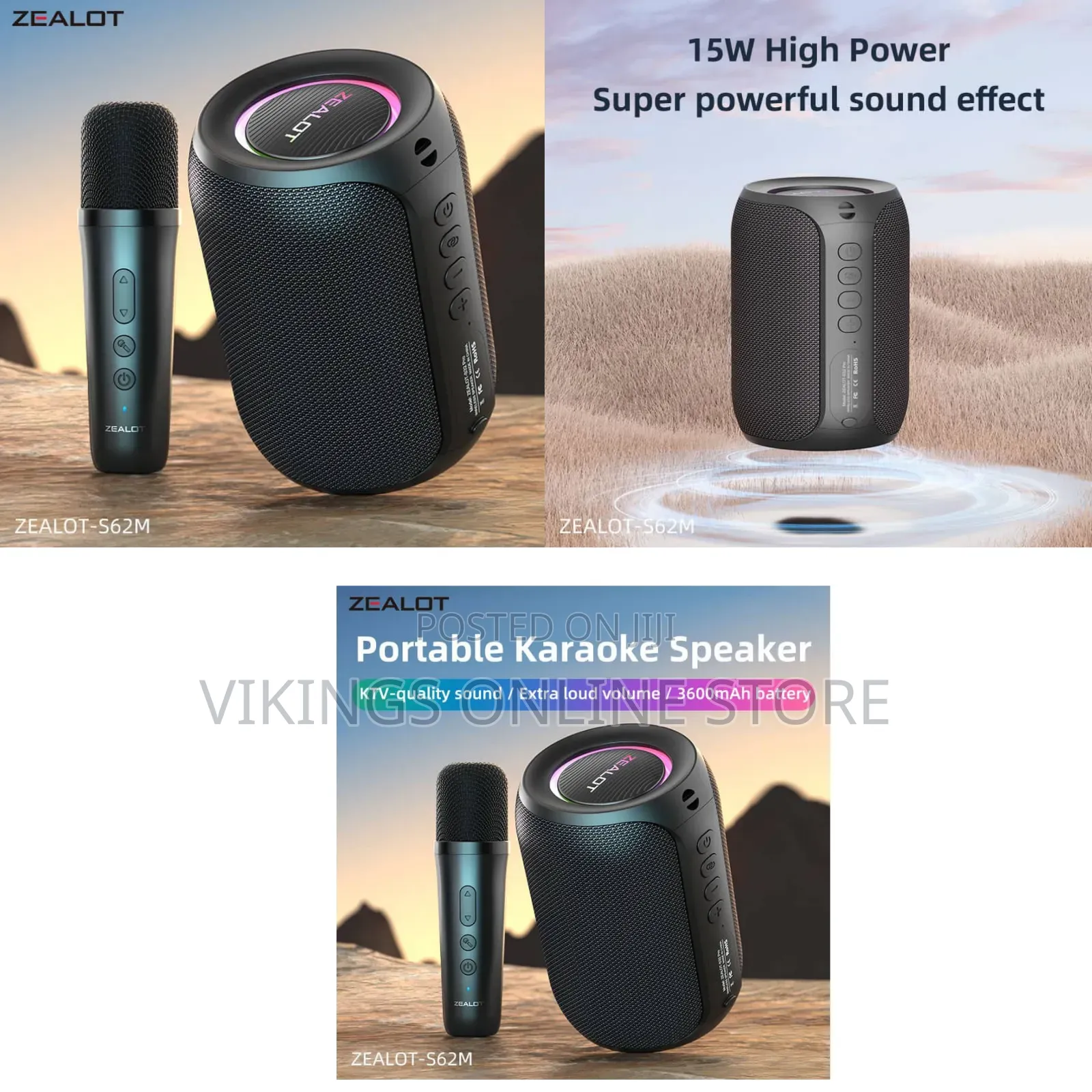 S62M Portable Karaoke Speaker Bundled, a Wireless Handheld Microphone