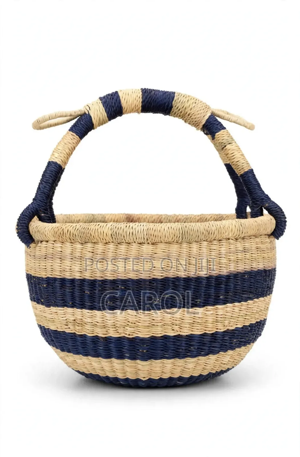 Medium Handmade Bolga Basket- Market/Laundry/Storage Basket Hand Woven