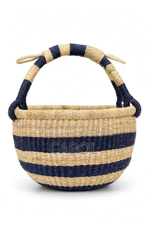 Medium Handmade Bolga Basket- Market/Laundry/Storage Basket Hand Woven
