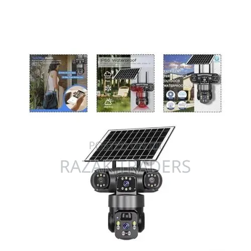4G HD Outdoor and 3Lens Solar Smart Security Camera-Multicolor