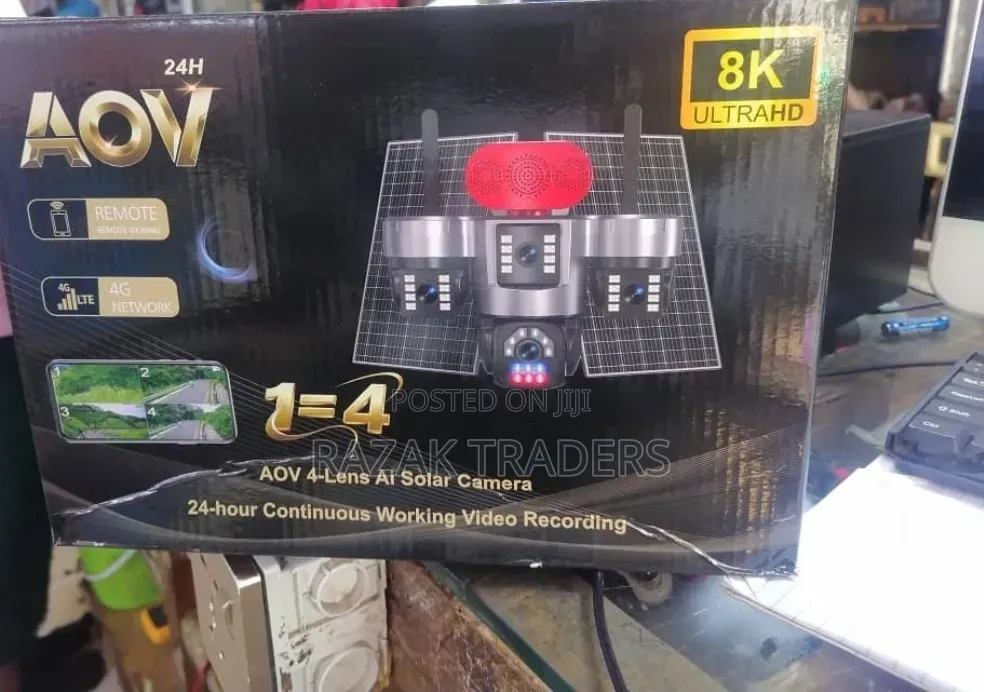 4G HD Outdoor and 3Lens Solar Smart Security Camera-Multicolor