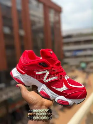 Original New Balance 9060 Red White Chunky Sneakers