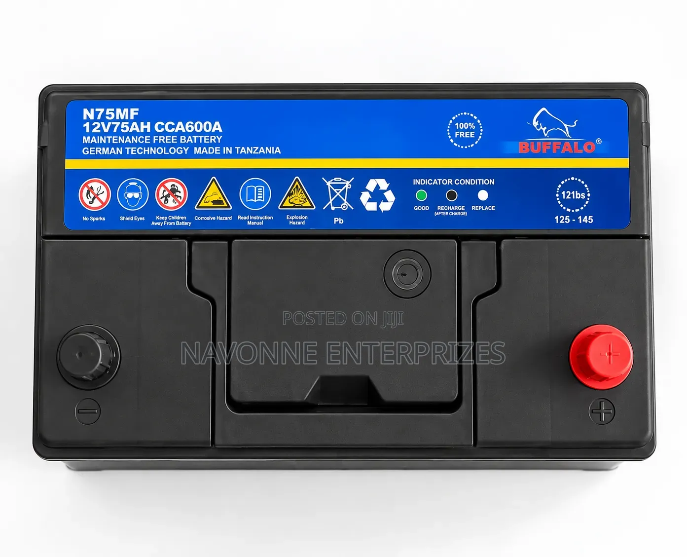 Heavy-Duty 12V 75Ah N75 Maintenance Free Car Battery 600CC