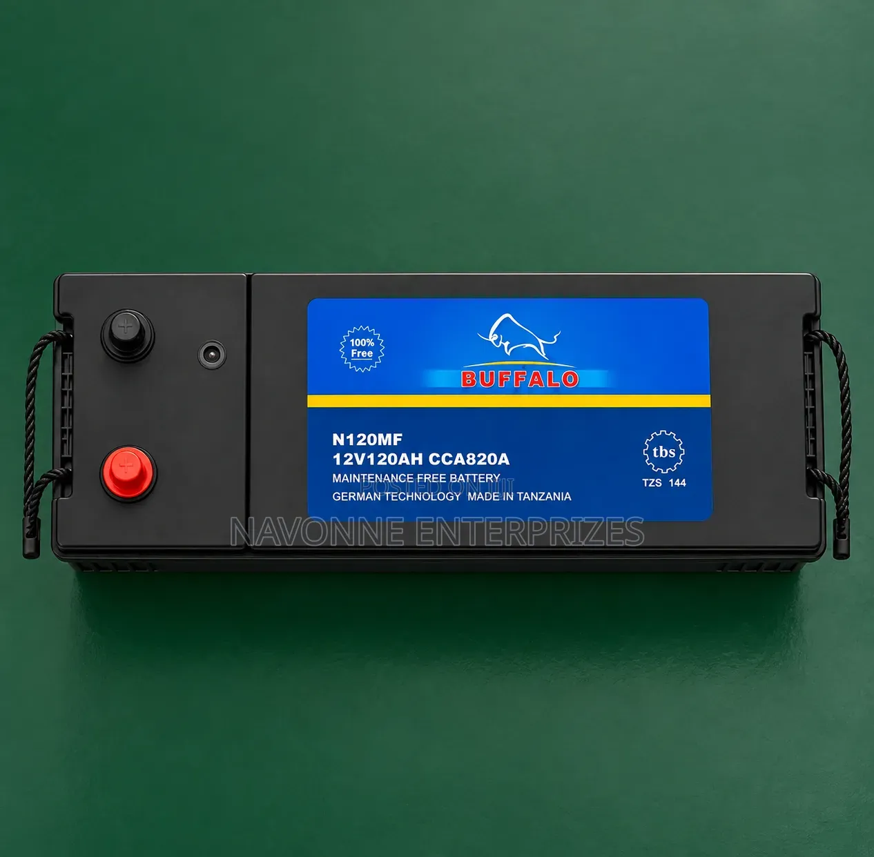 Heavy-Duty 12V 120Ah Buffalo N120 Maintenance Free Battery 820CCA