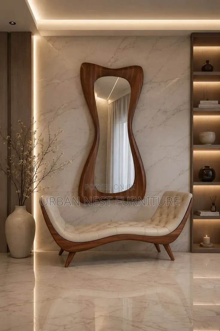 Wall Mirror With Organic Wood Frame