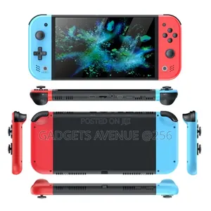 Hybrid Gaming Console With Neon Blue and Neon Red Joy-Con Controllers