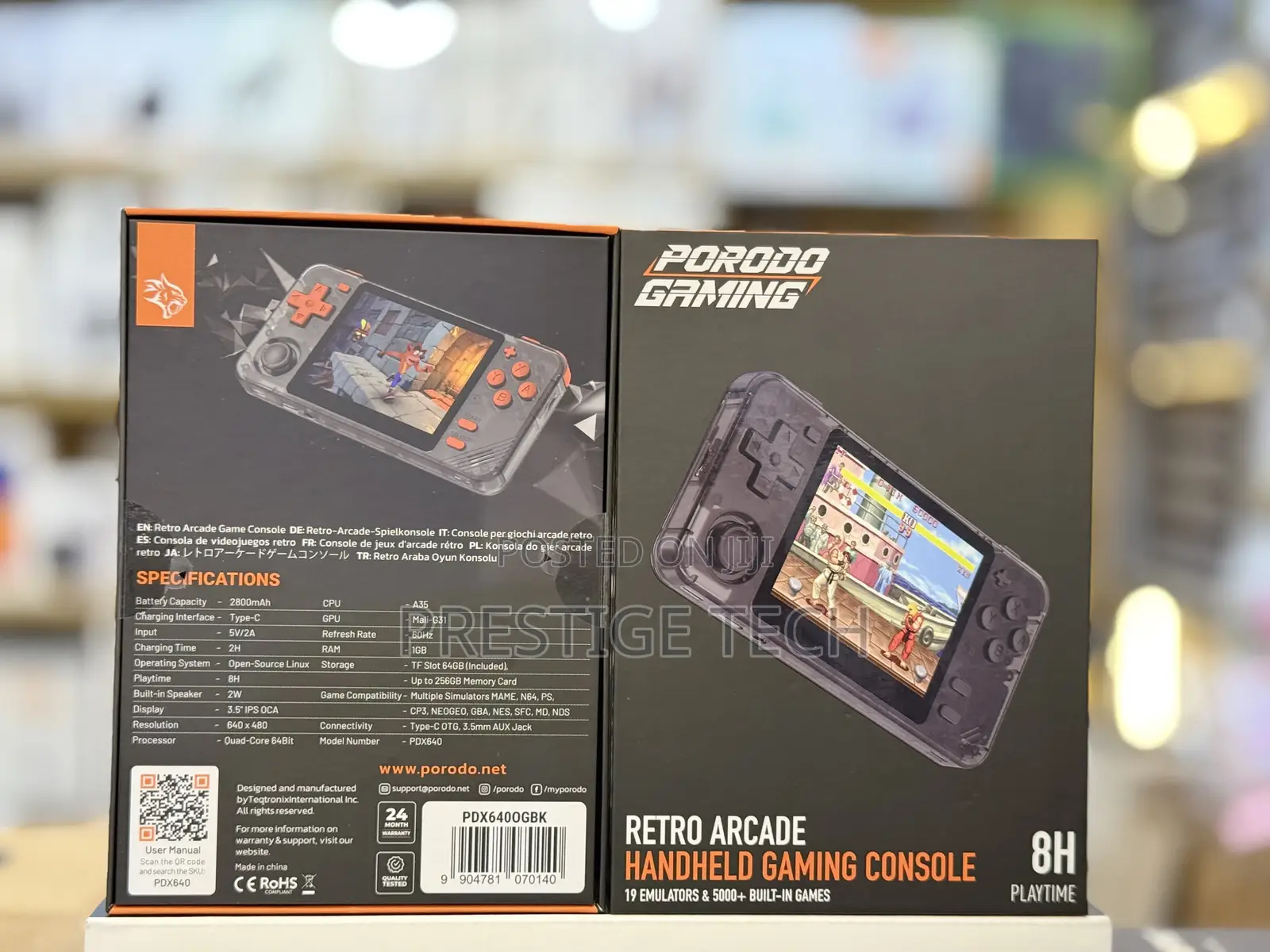 Porodo Gaming Retro Arcade Handheld Gaming Console With 5000+ Games