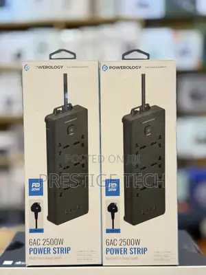 Powerology Power Strip Power Extension 6AC 2500W 2usb-A, USB-C Ports