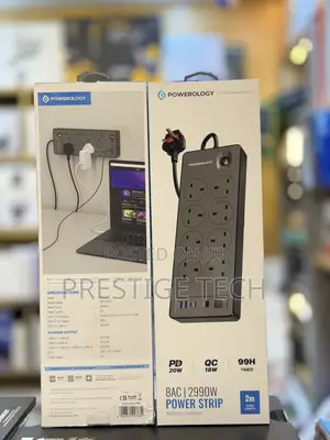 Powerology 2990W Power Strip With 8AC Outlets 2 USB‐A USB‐C Ports