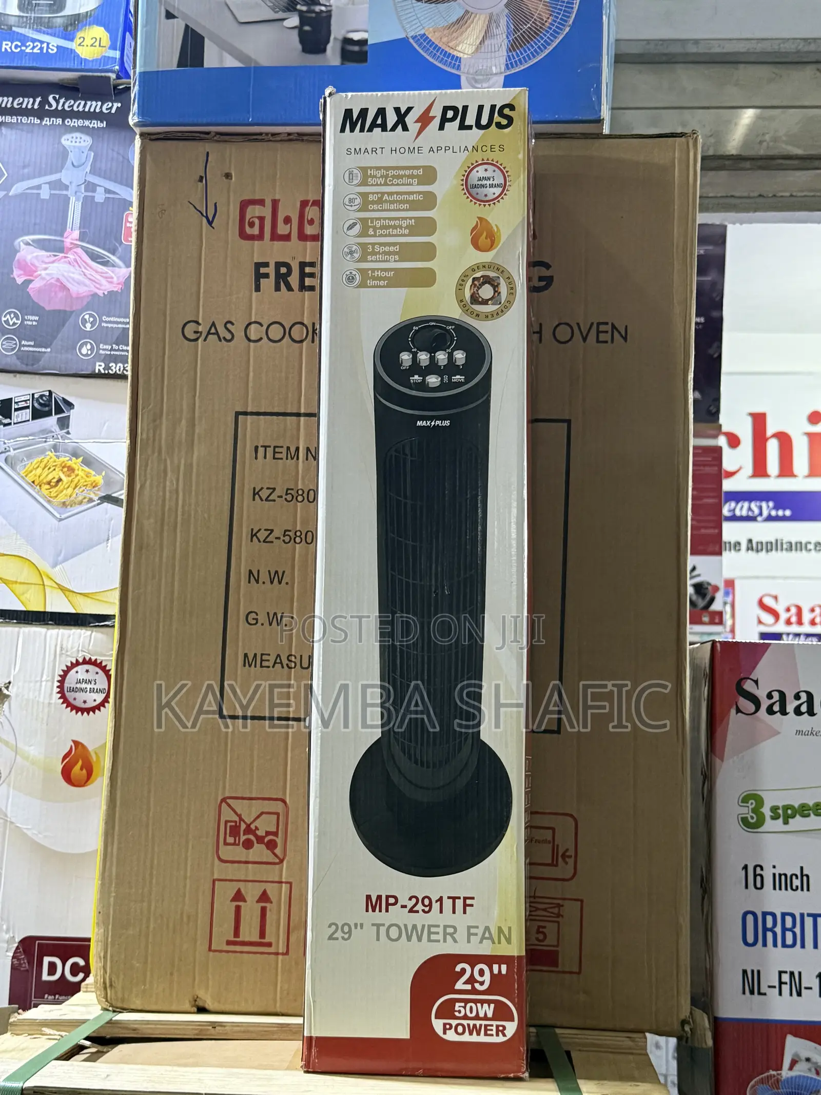 Max Plus MP-291TF 29" Electric Tower Fan - Brand New Black