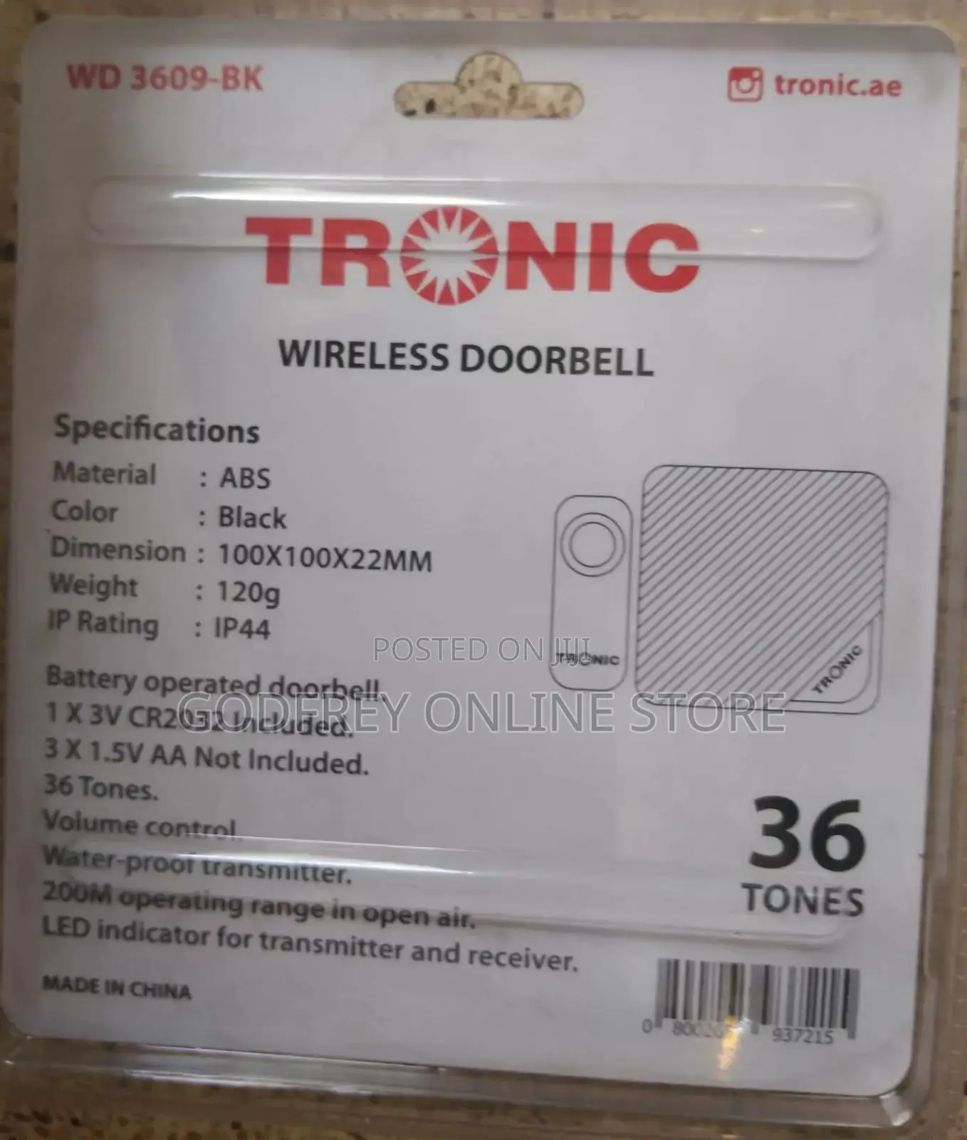Wireless Door Bell With 36 Tones