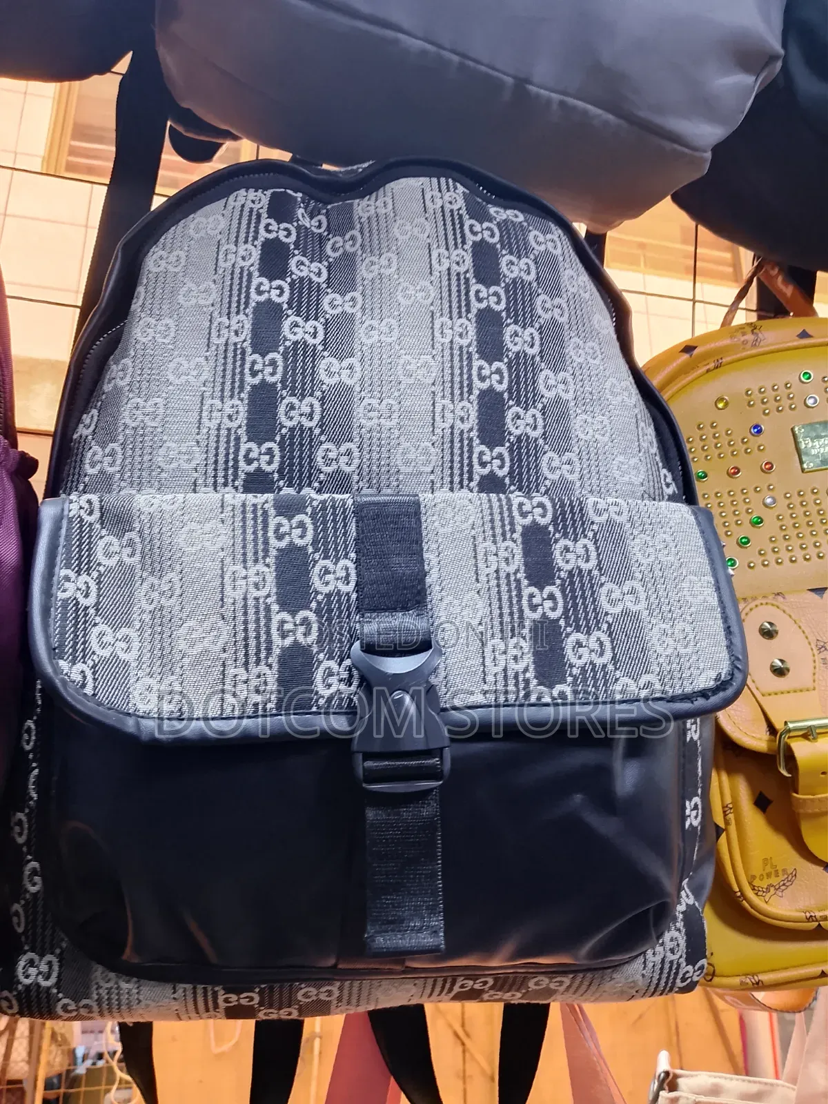 Grey and Black Patterned Backpack