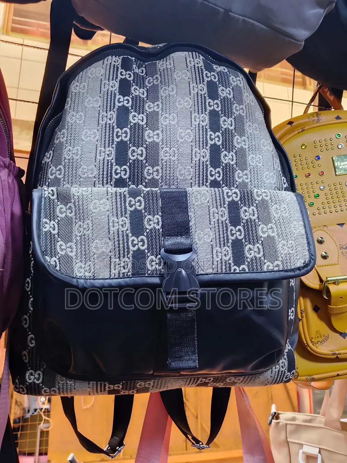 Grey and Black Patterned Backpack