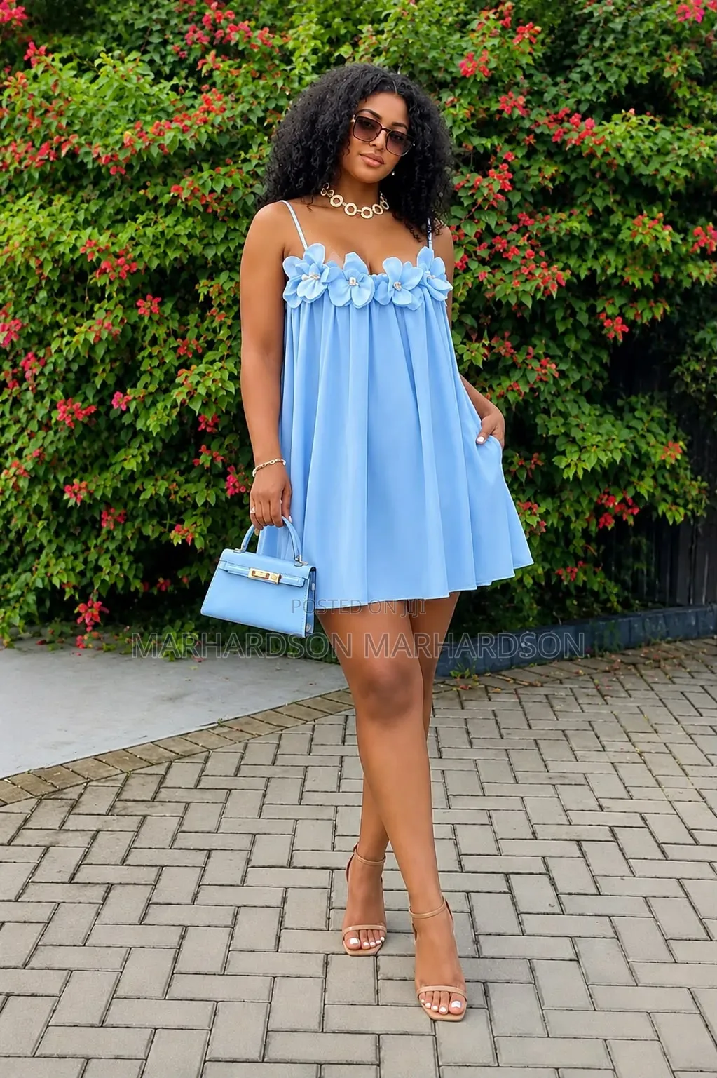 Floral Applique Trim Dress