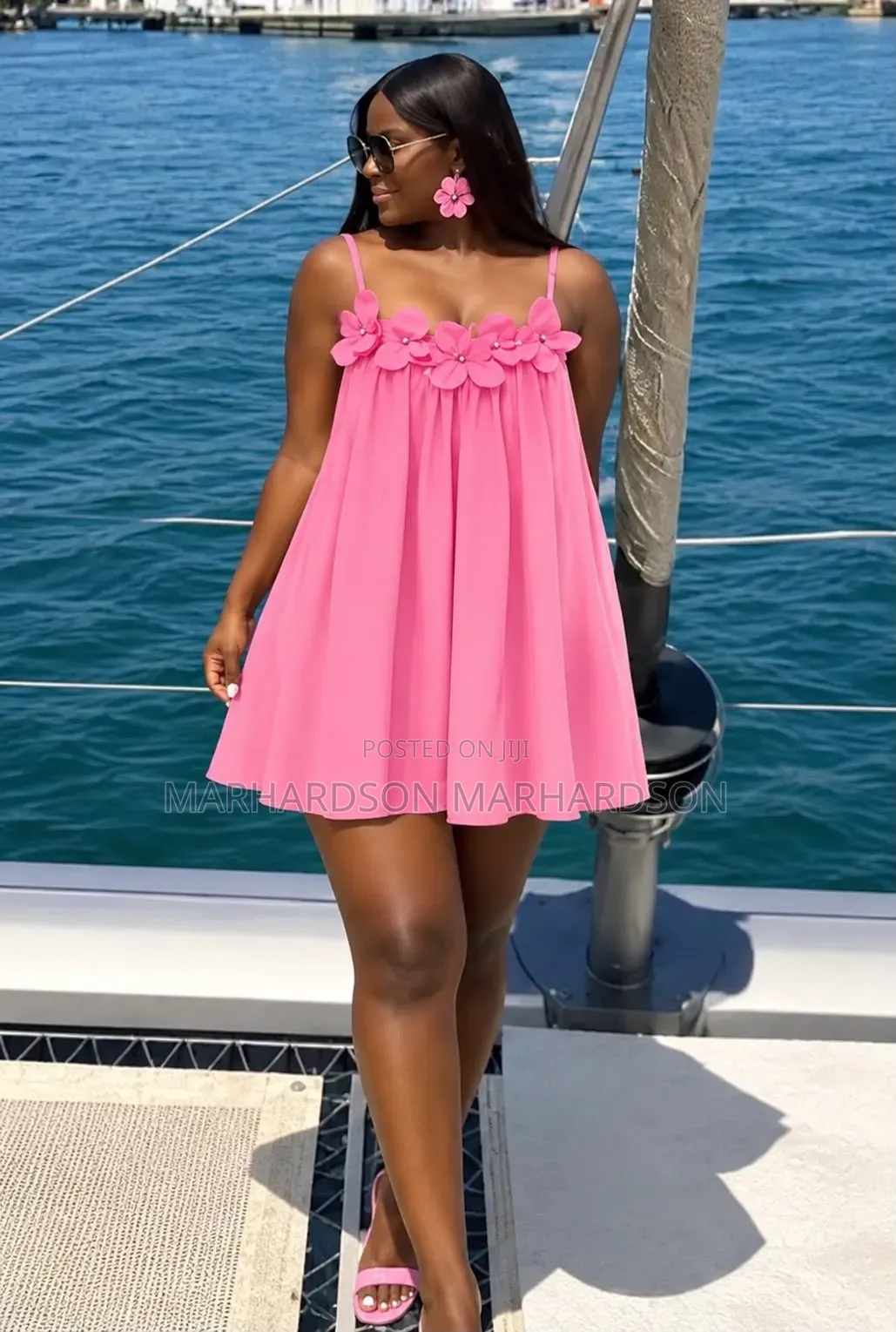 Floral Applique Trim Dress