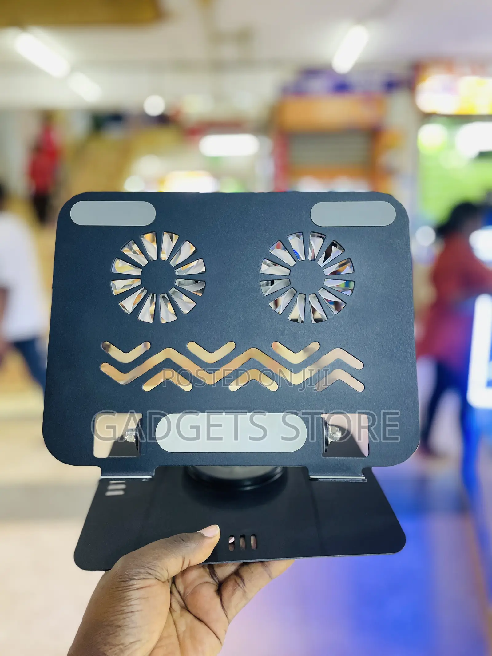 360° Rotating Carbon Steel Laptop and Tablet Stand Dual Cooling Fans.