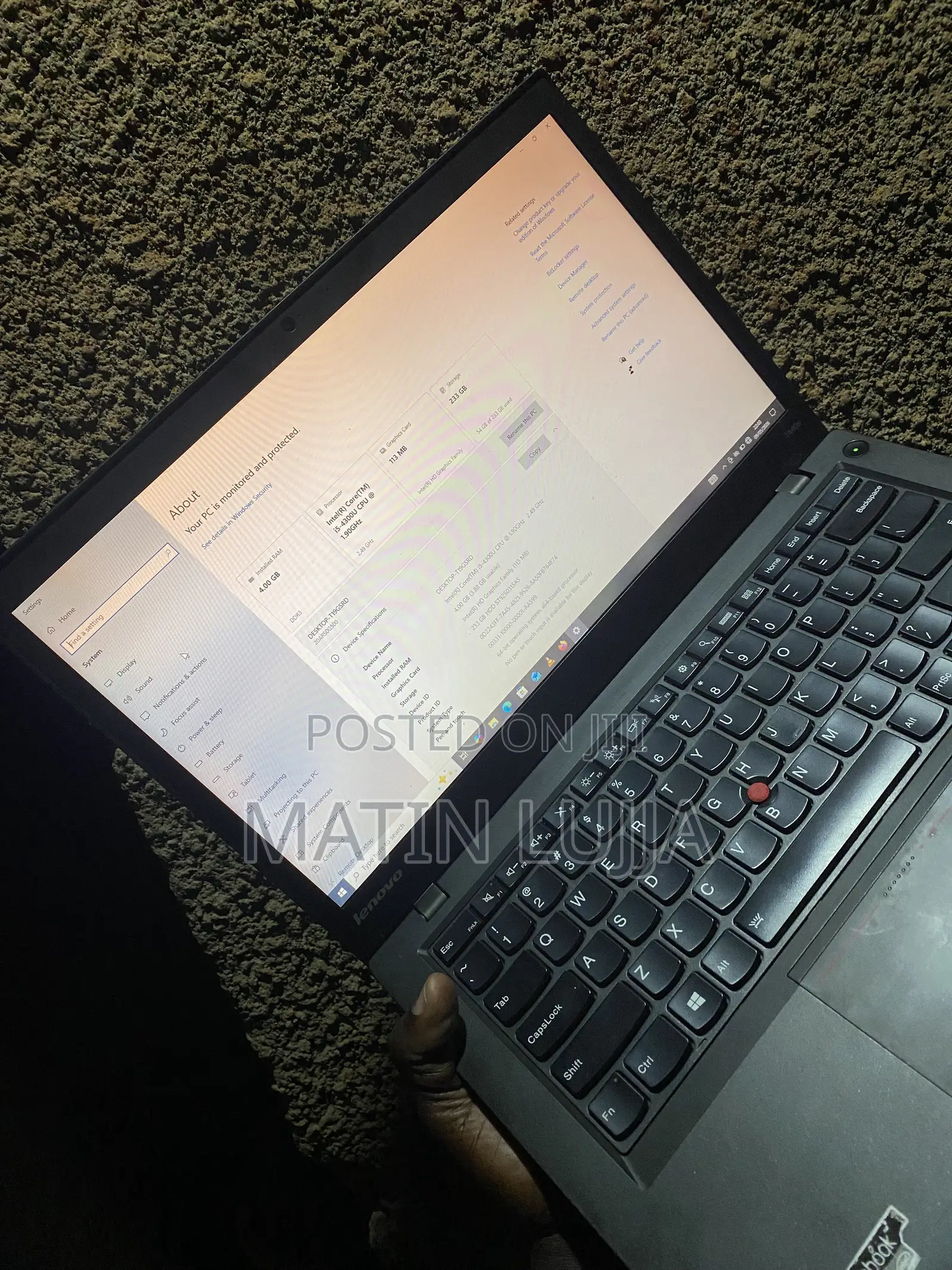 Laptop Lenovo ThinkPad T490s 4GB Intel Core i5 SSHD (Hybrid) 256GB