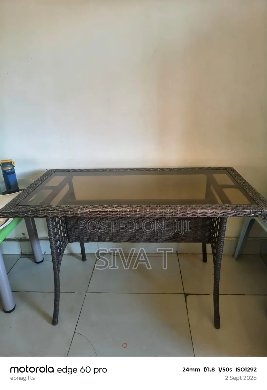 Patio Set 2 Brown Woven Rattan Benches (Swing) With Glass Top Table
