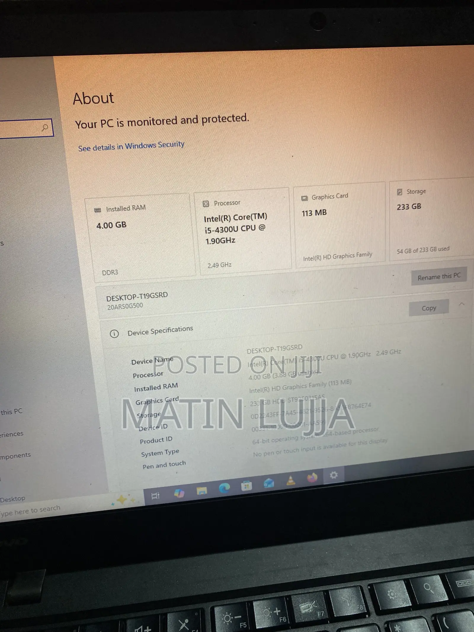 Laptop Lenovo ThinkPad T490s 4GB Intel Core i5 SSHD (Hybrid) 256GB