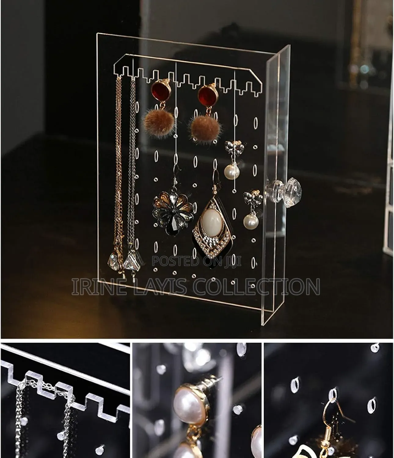 Lady's 4 Drawer Clear Acrylic Jewelry Box With Hanging Earring Holder
