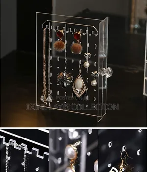 Lady's 4 Drawer Clear Acrylic Jewelry Box With Hanging Earring Holder
