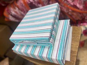 Aqua Blue Strip Bedsheets