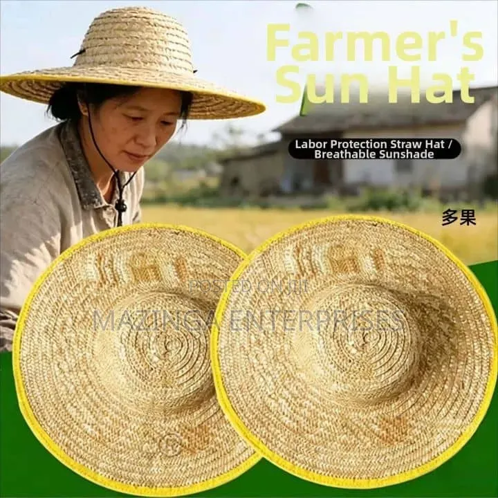 Chinese Wide Woven Straw Farmer's Sun Hat for Construction,gardening