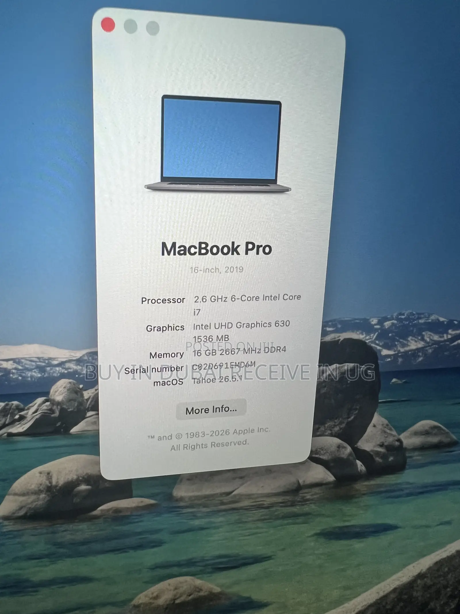 Laptop Apple MacBook Pro 2019 16GB Intel Core i7 SSD 512GB