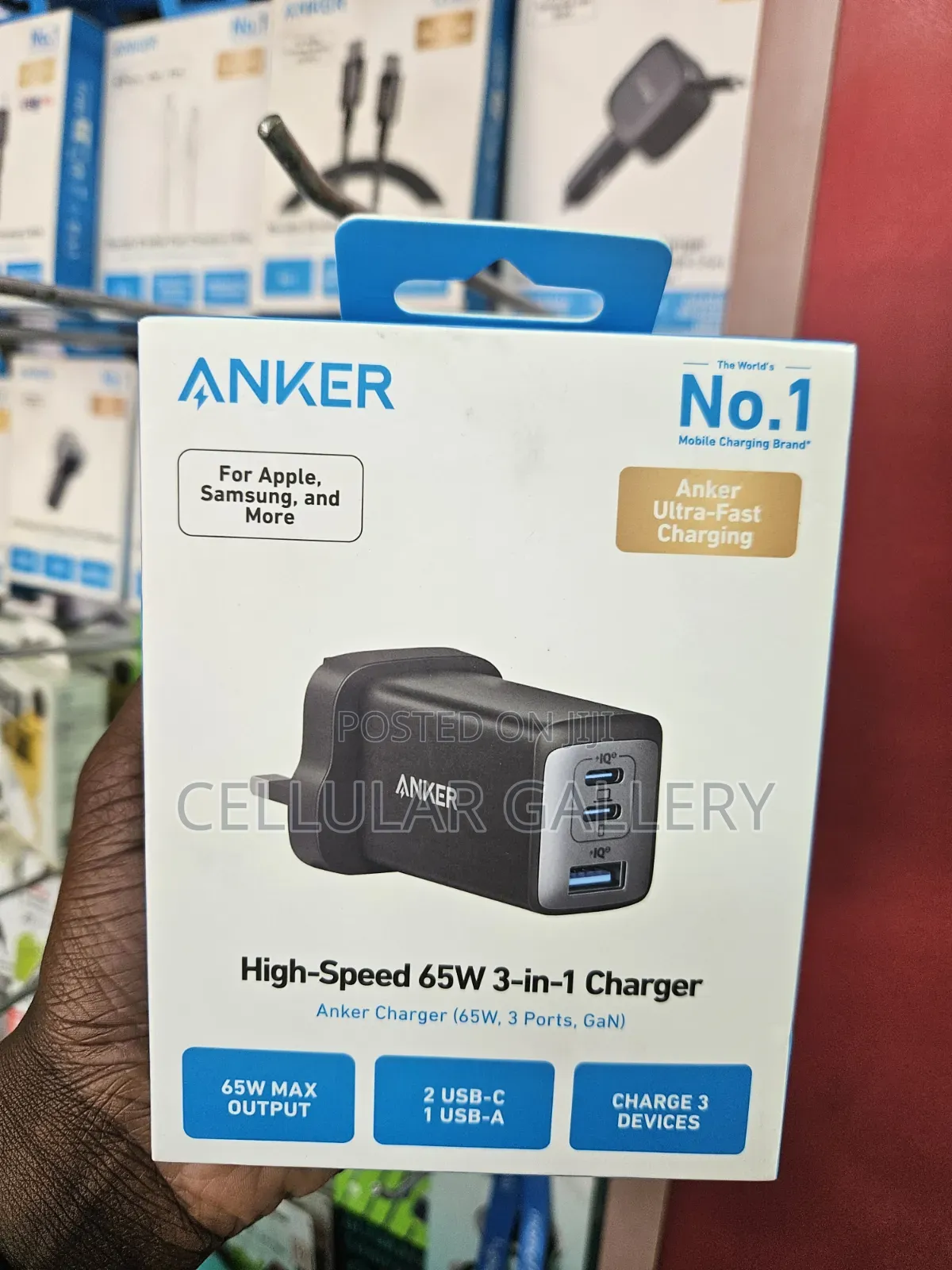 Anker Charger (65W, 3 Ports, GaN)
