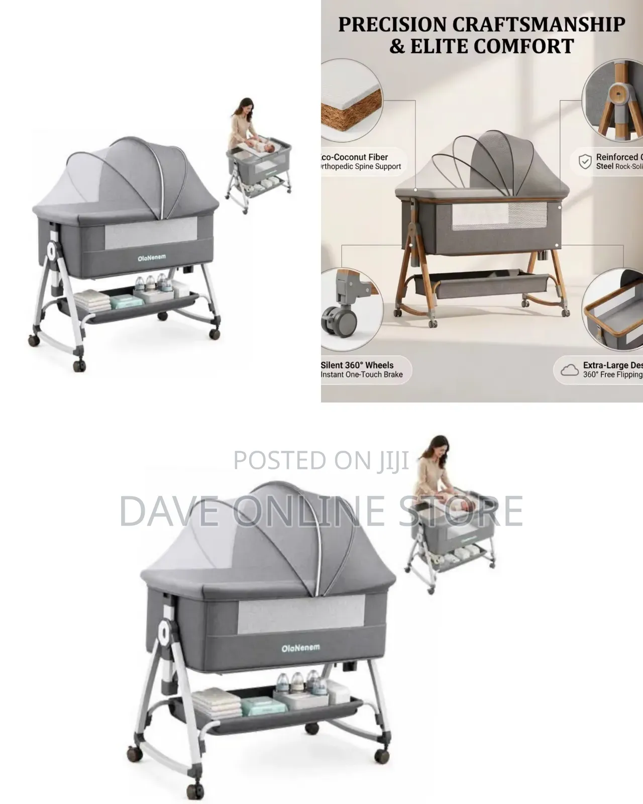 3 in 1 Baby Bassinet Ad Bedside Sleeper -