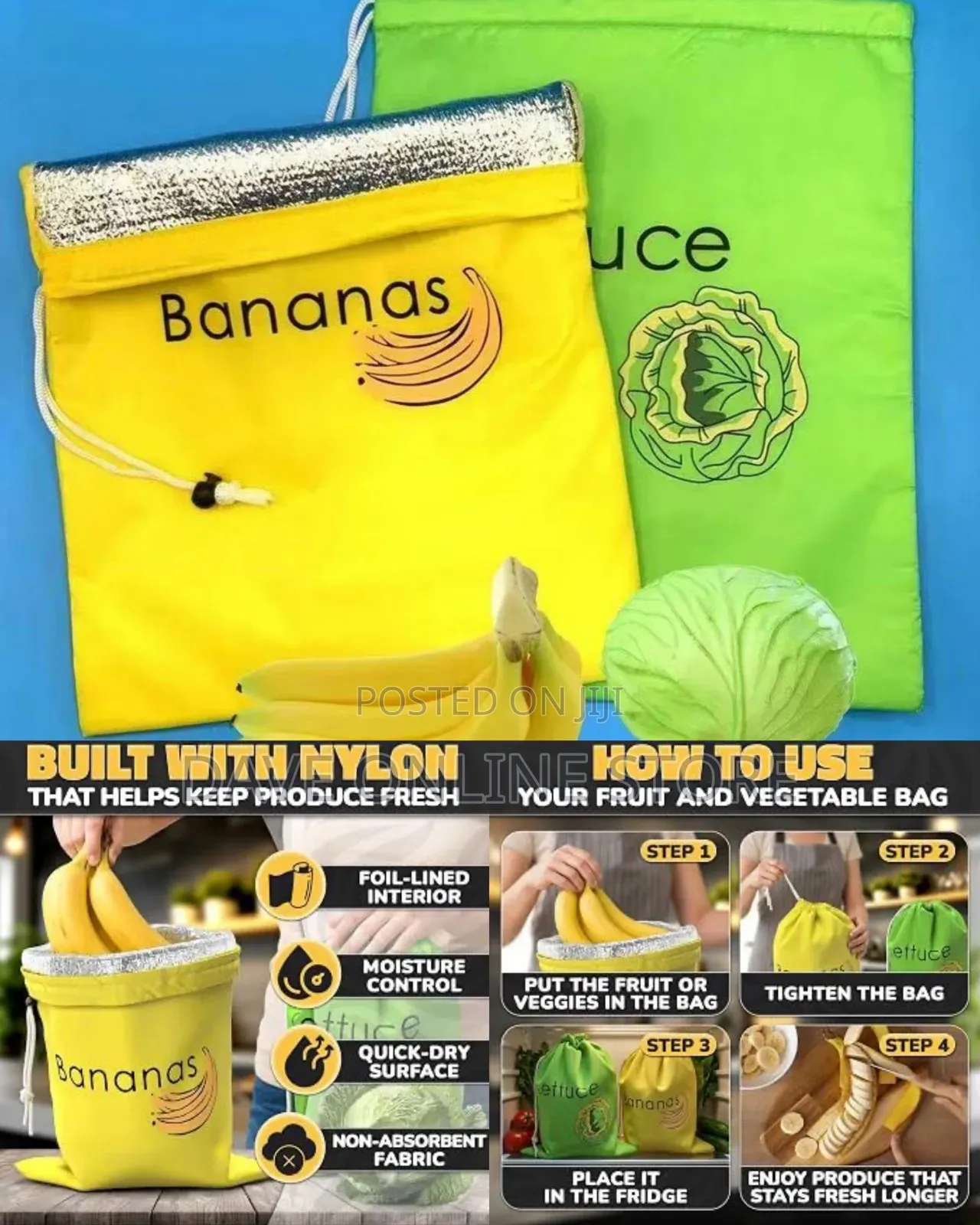Fresh Produce Fridge Storage Bags