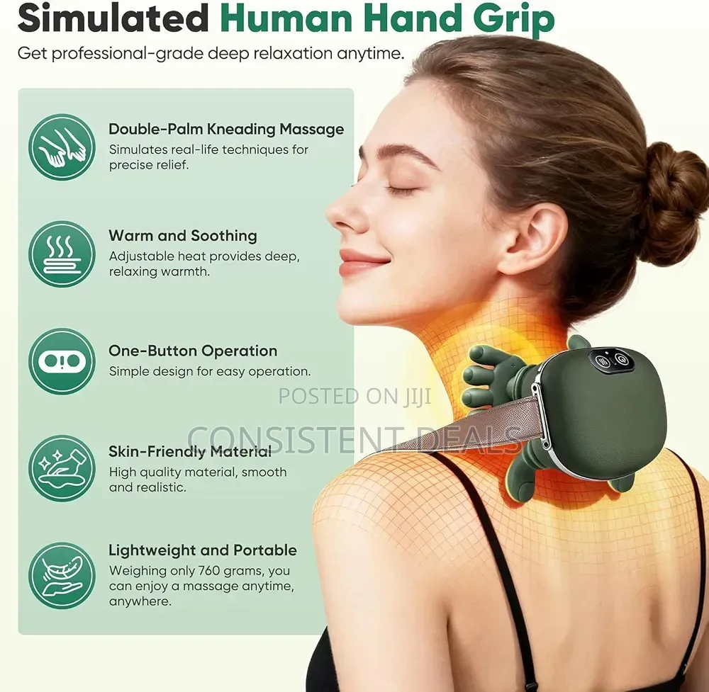 Heated Massager, Wireless Portable Shiatsu Neck and Back Massager