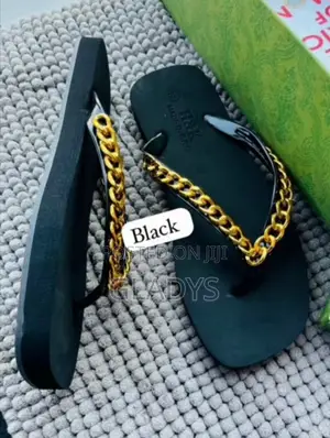 Trendy Chain Flip Flops Slippers-Pink Black