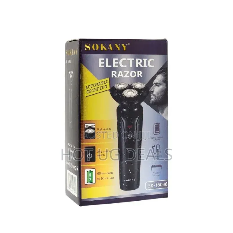 Sokany Men's Electric Shaver – 3 Head Rotary Razor With USB Charging