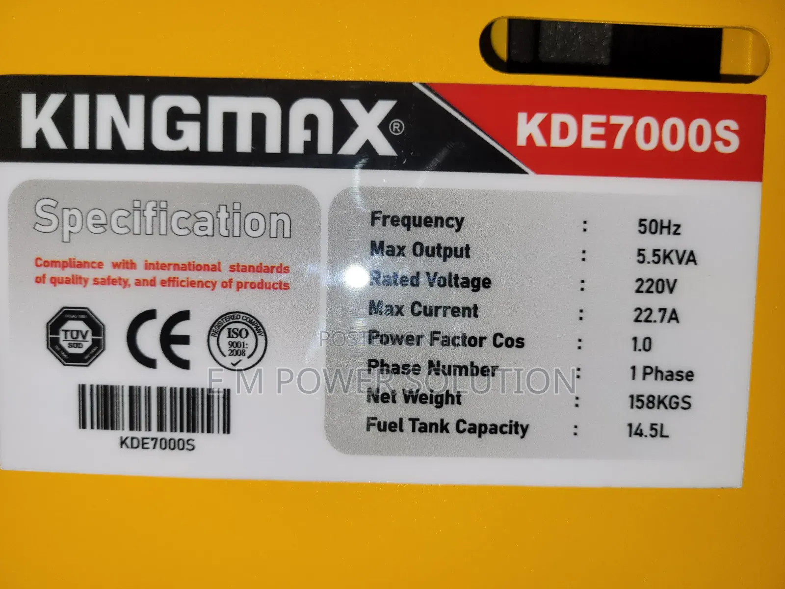 Kingmax Silent Diesel Generator KDE7000s