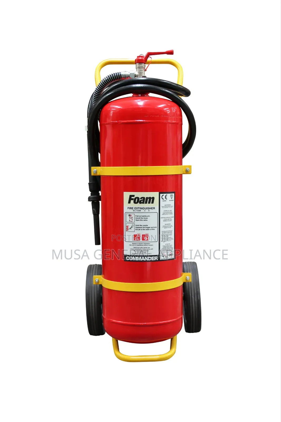 50-Litre/50kg Wheeled Foam Fire Extinguisher Mounted