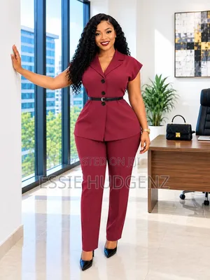 2pc Pant Suit With Short Sleeved Blazer