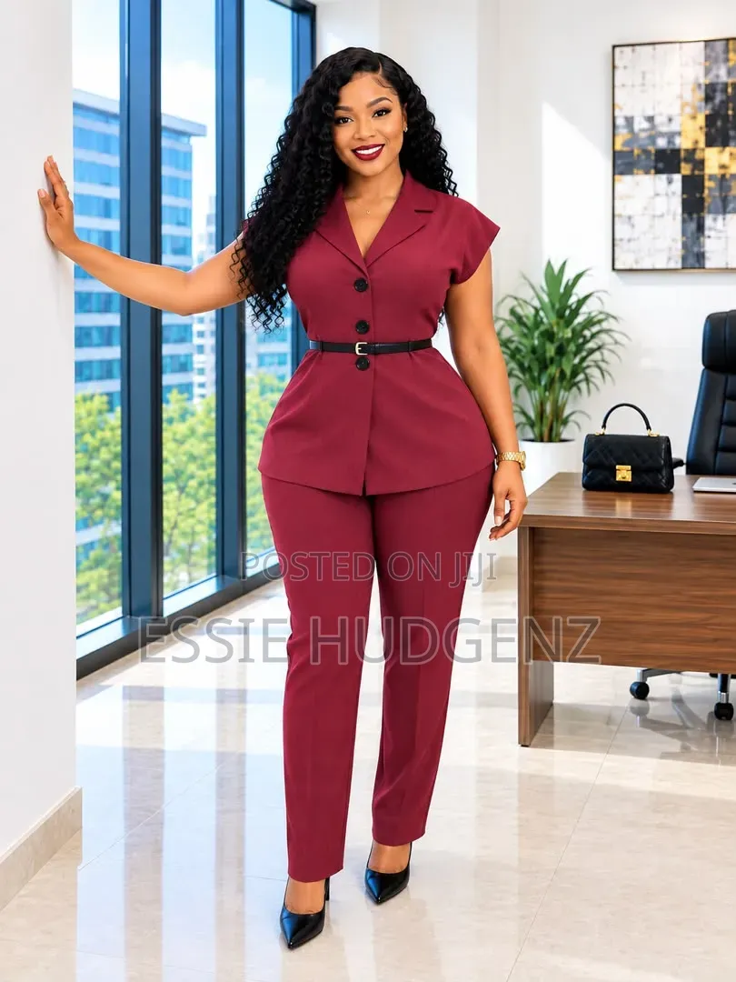 2pc Pant Suit With Short Sleeved Blazer