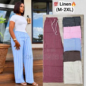 Ladies Stripped Linen Pants